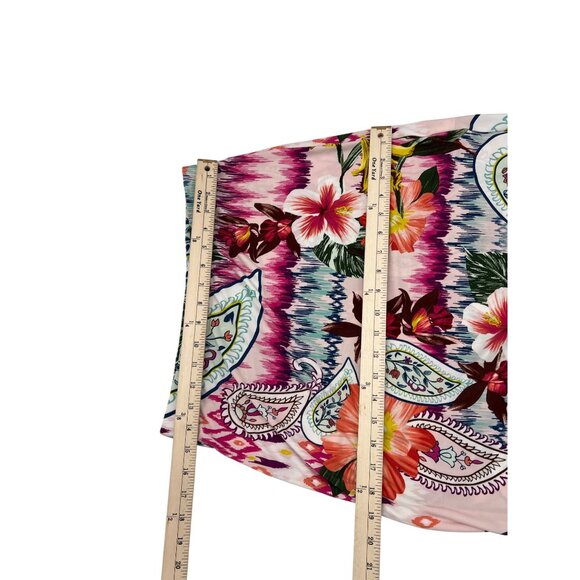 Chicos Ikat Patterned Maxi‎ Skirt Tropical Floral Multicolor Size 0 Small - Picture 7 of 7